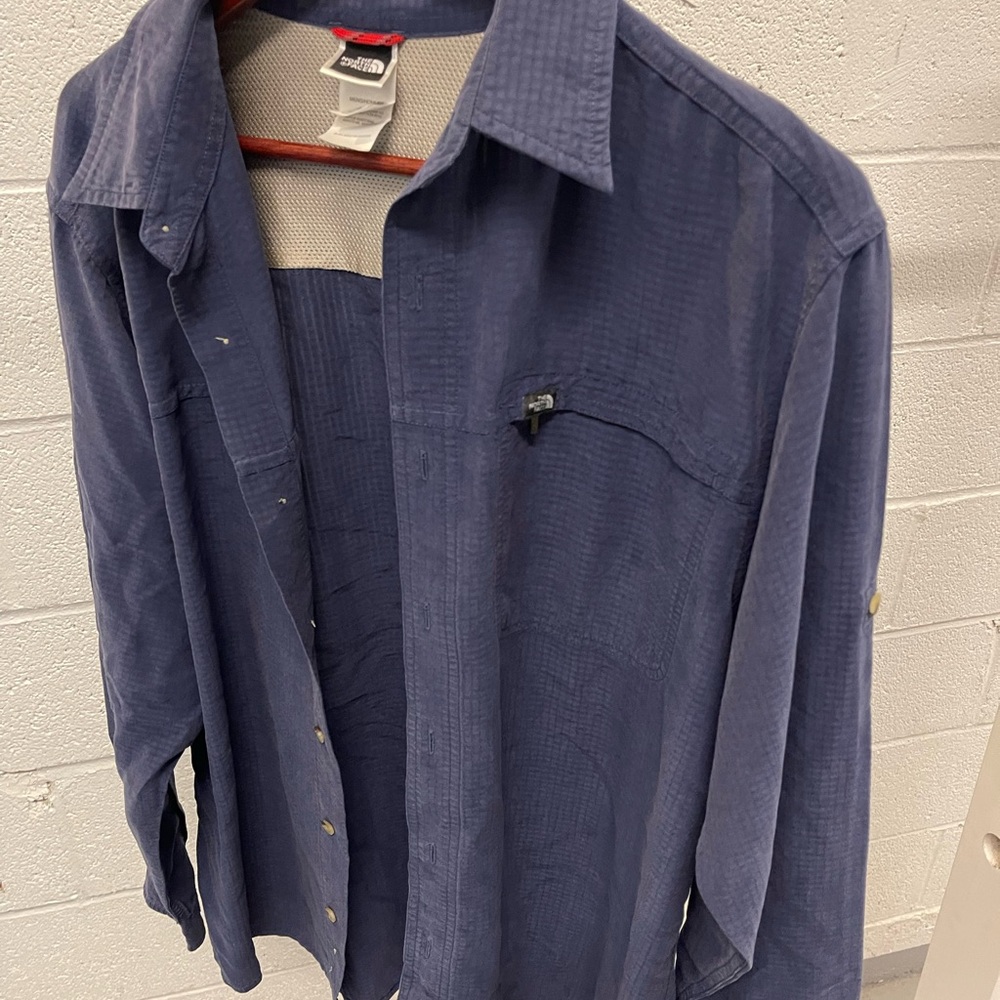 North Face Blue Button-Up Shirt